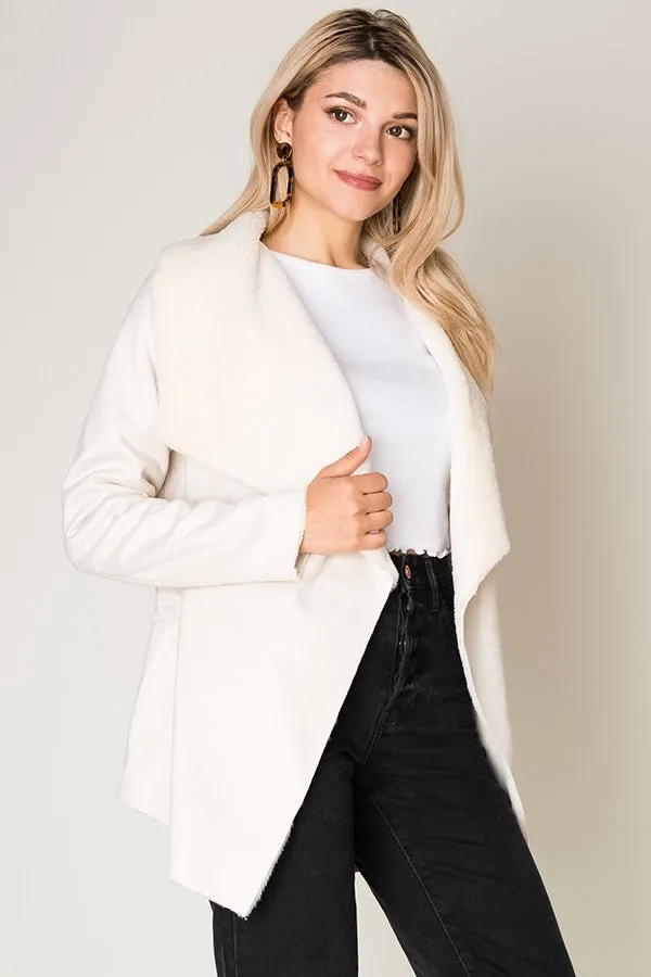 Let Love Begin Faux Fur Shaw Collar Blazer