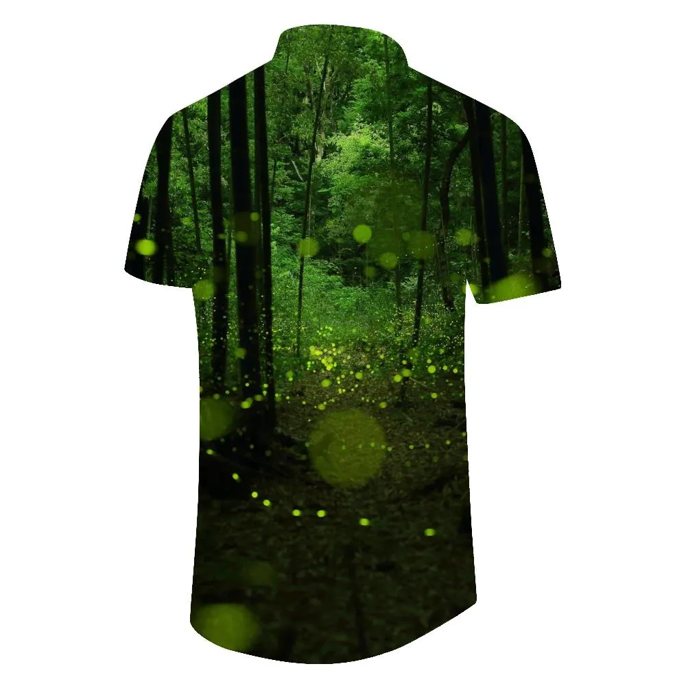Liberty Green Forest Mens Hawaiian Shirt Short Sleeve Button Shirt Tops For Casual Beach Vacation Beach