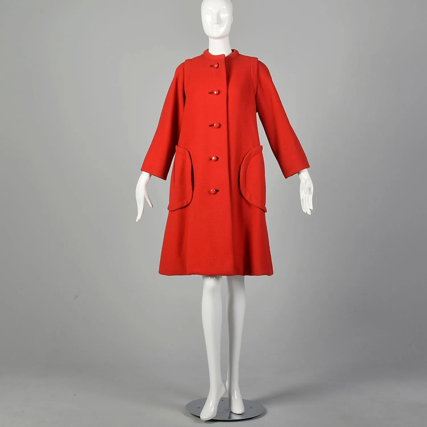 Medium 1960s Red Pauline Trigere Winter Coat