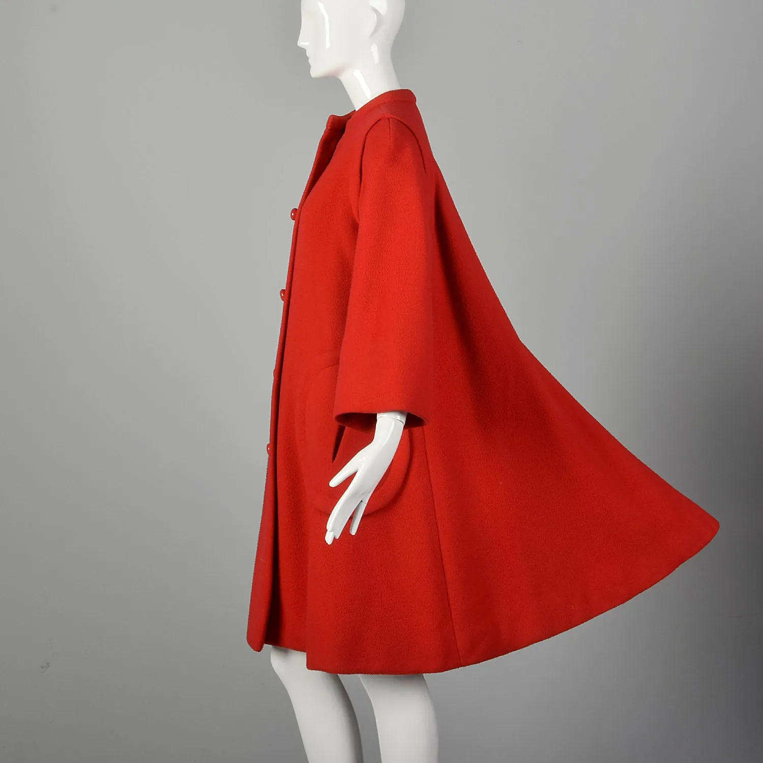 Medium 1960s Red Pauline Trigere Winter Coat