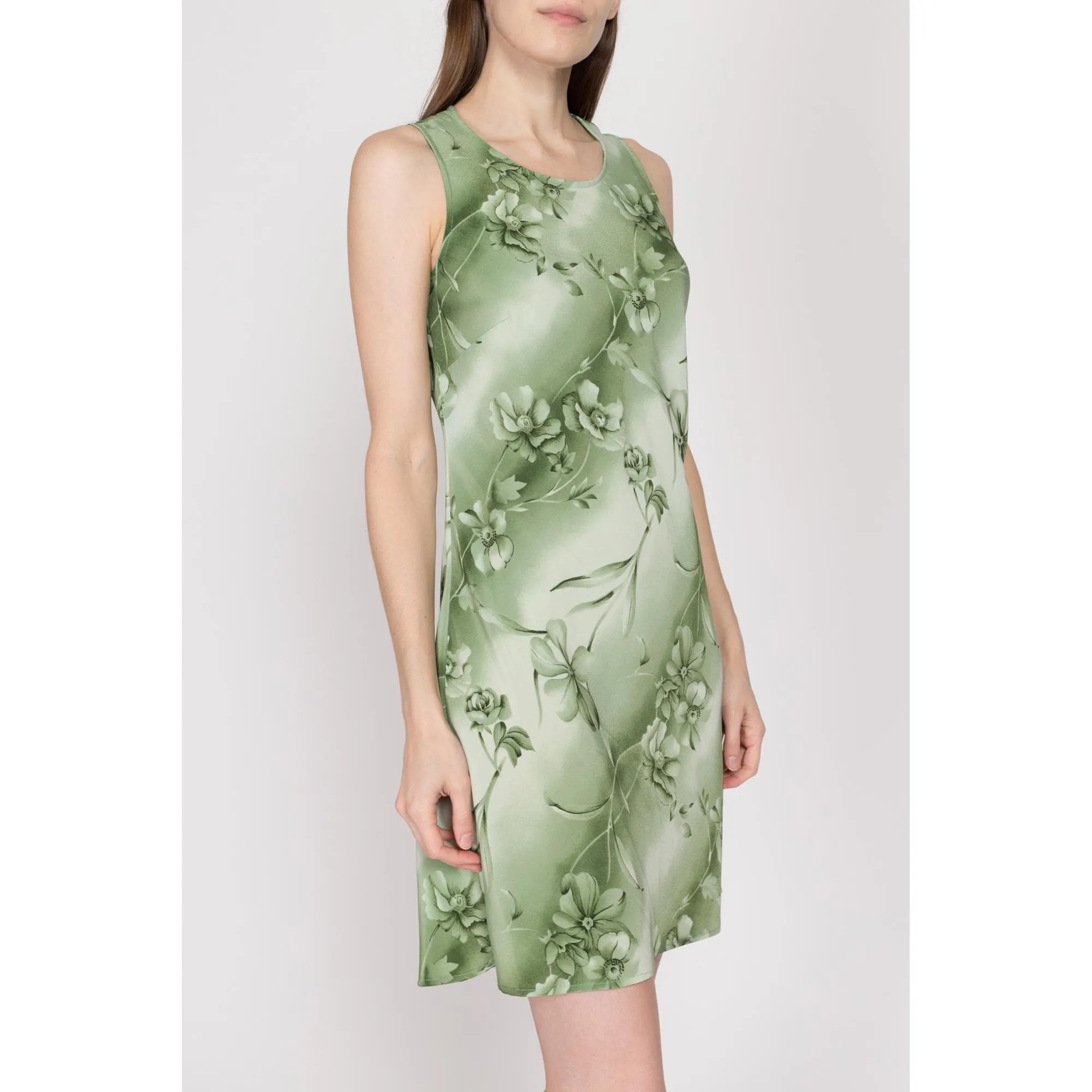 Medium 90s Green Floral Mini Sundress
