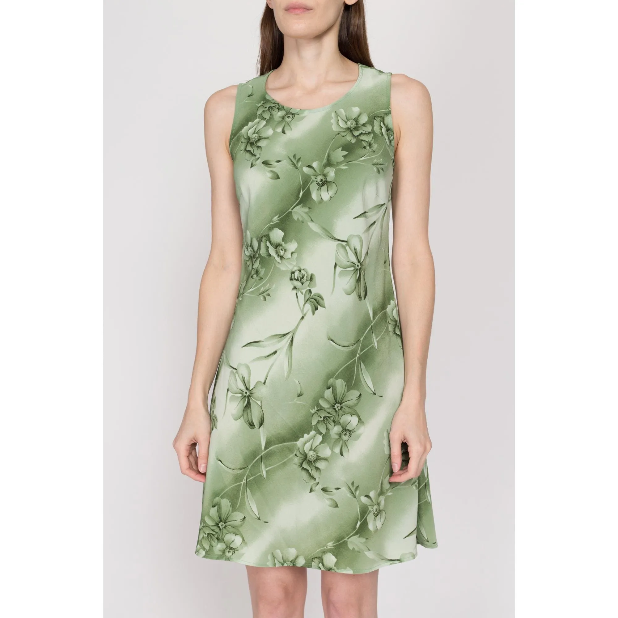 Medium 90s Green Floral Mini Sundress