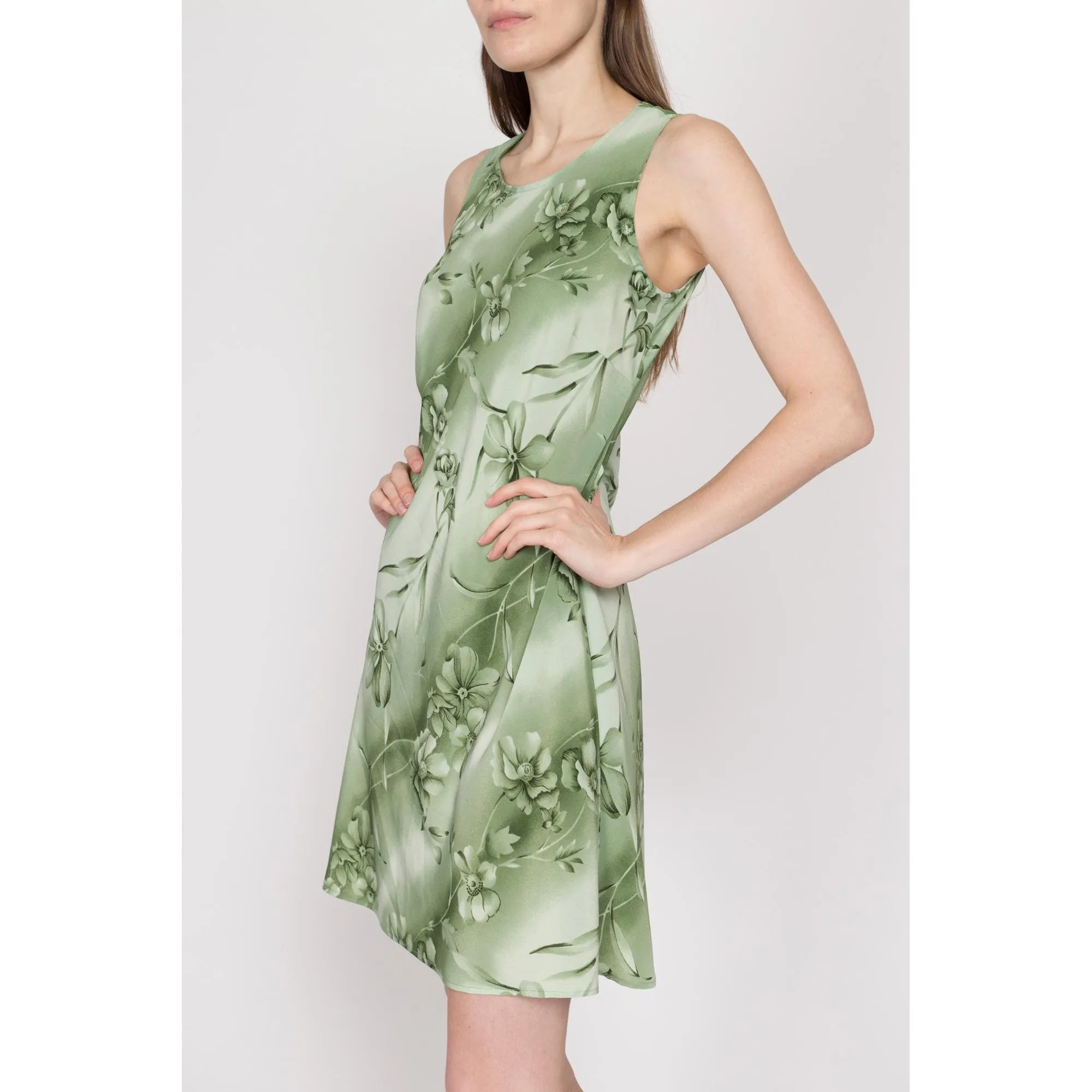 Medium 90s Green Floral Mini Sundress