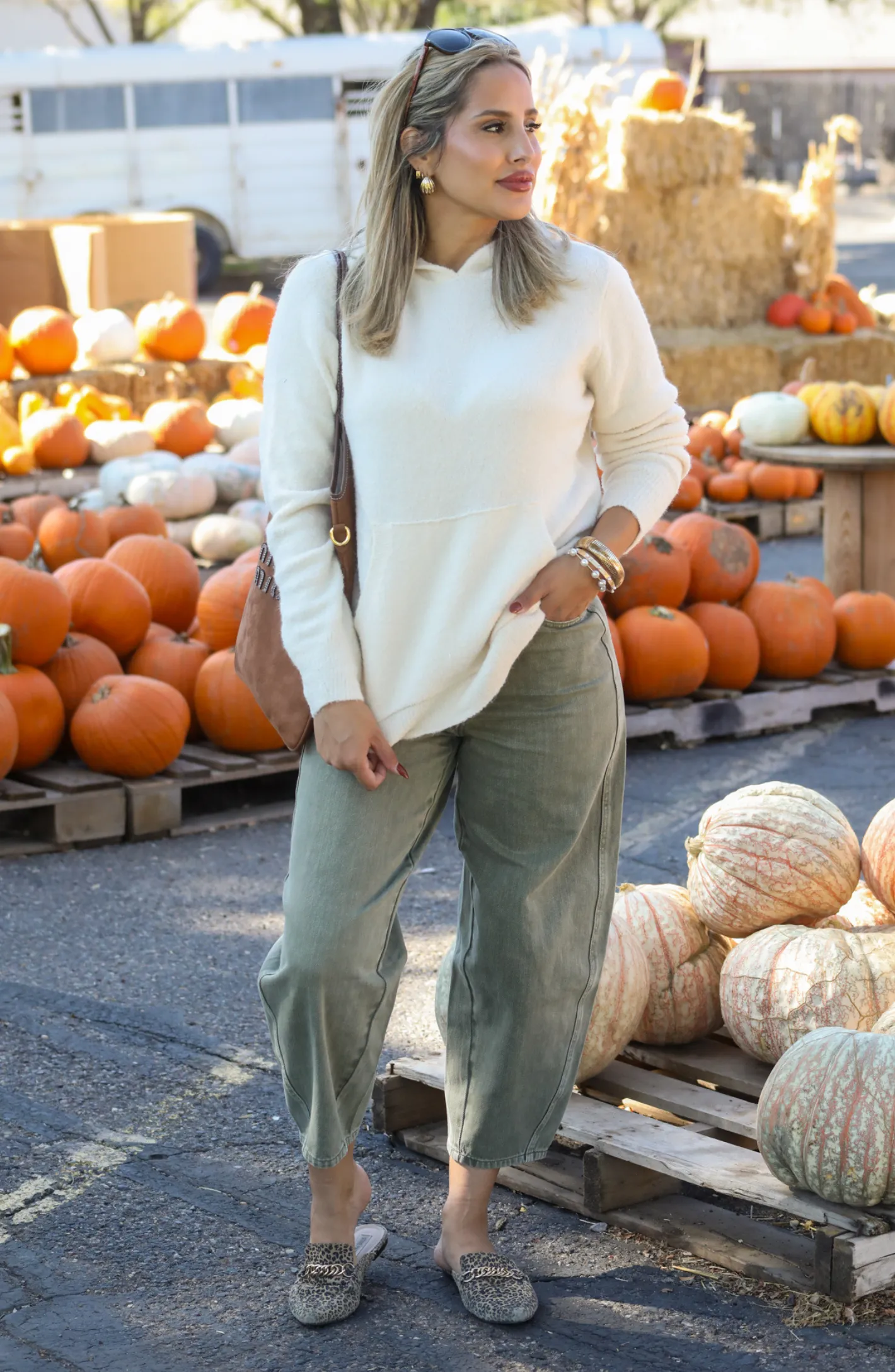 Meet Me Halfway Olive Green Barrel Jeans