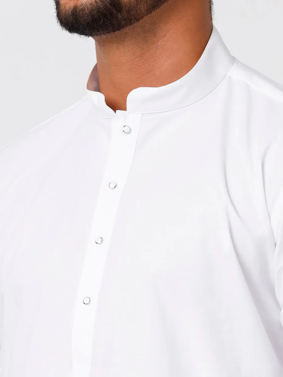 Mens Premium Cotton Long Full Sleeves Kurta and Pyjama Set White