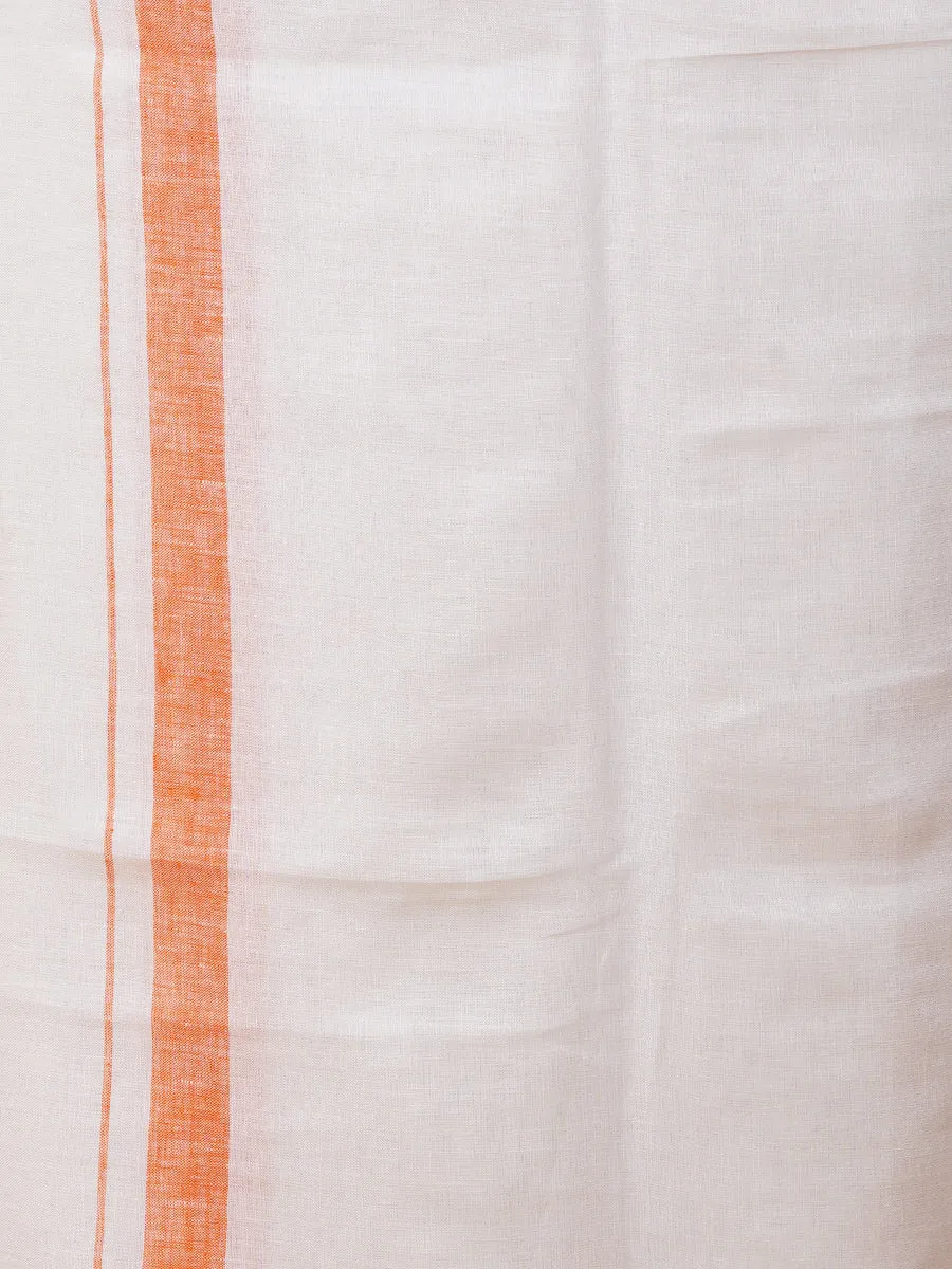 Mens Premium Pure Linen Shirt Half Sleeve with Double Dhoti White 770