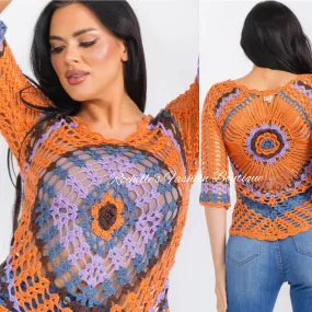 Muliti Orange Knit Top