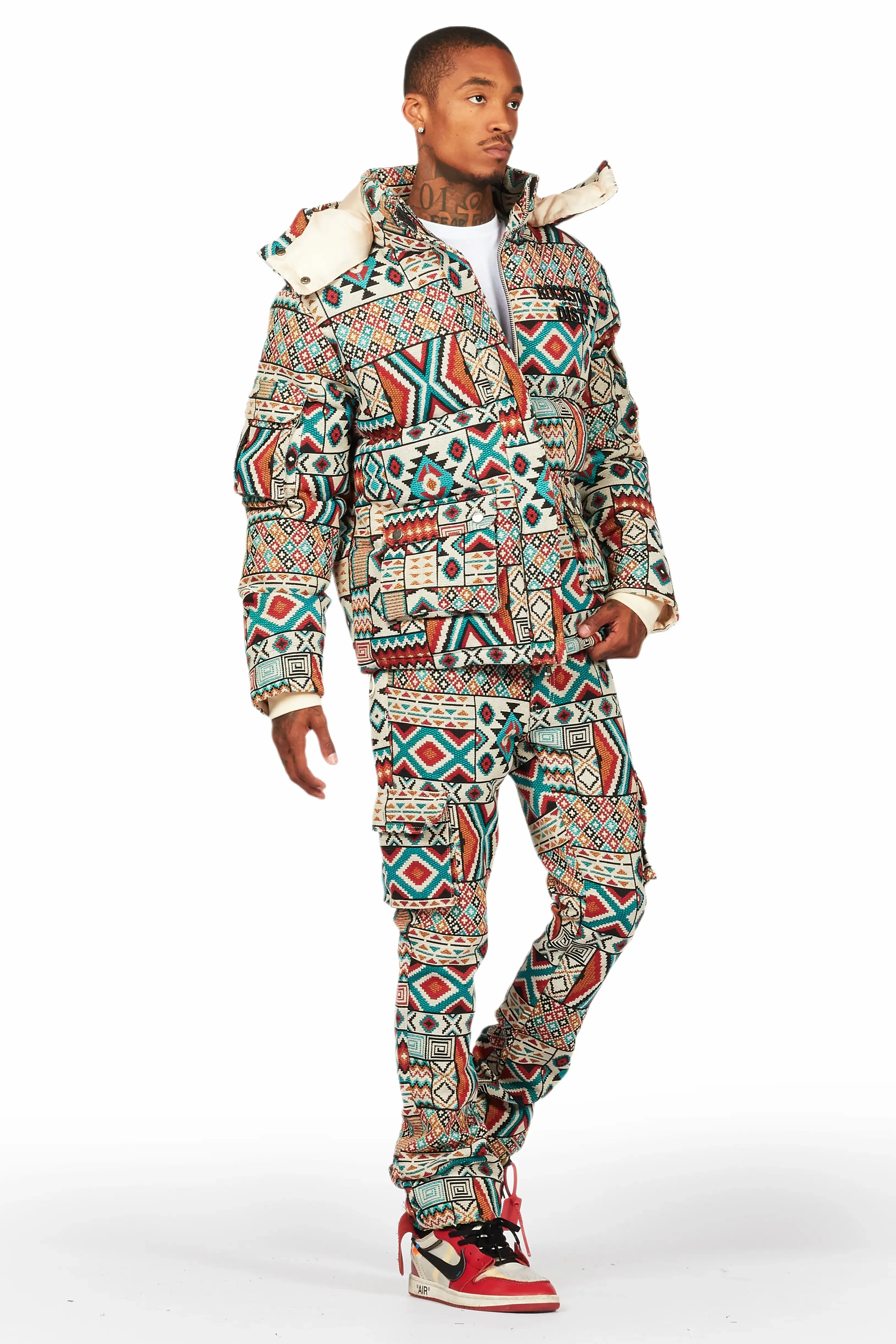 Nard Beige Multi Puffer & Nard Tapestry Jean Bundle