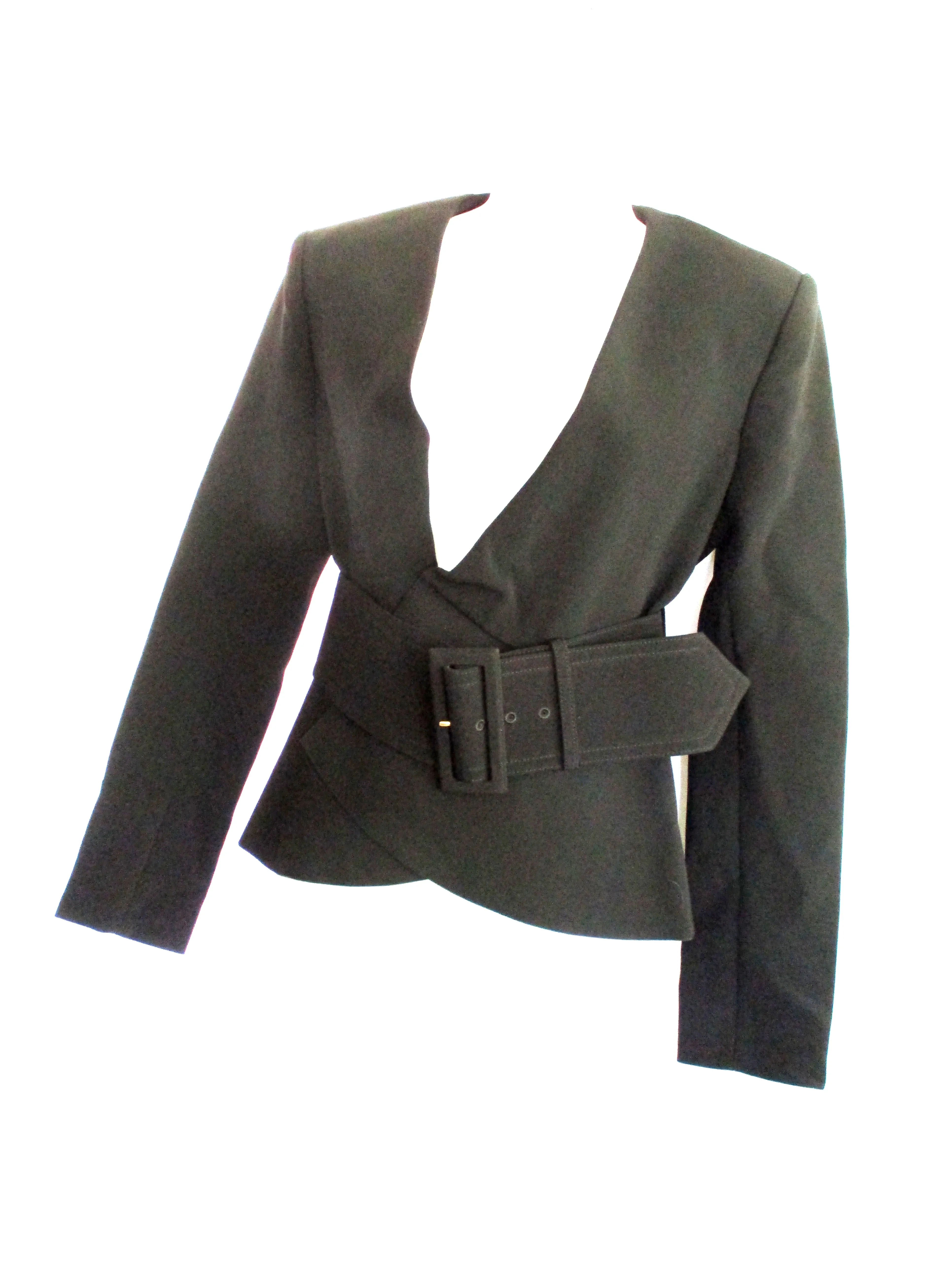 NEW NWT CELINE BELT BELTED FLARED coat jacket blazer 38 BLACK