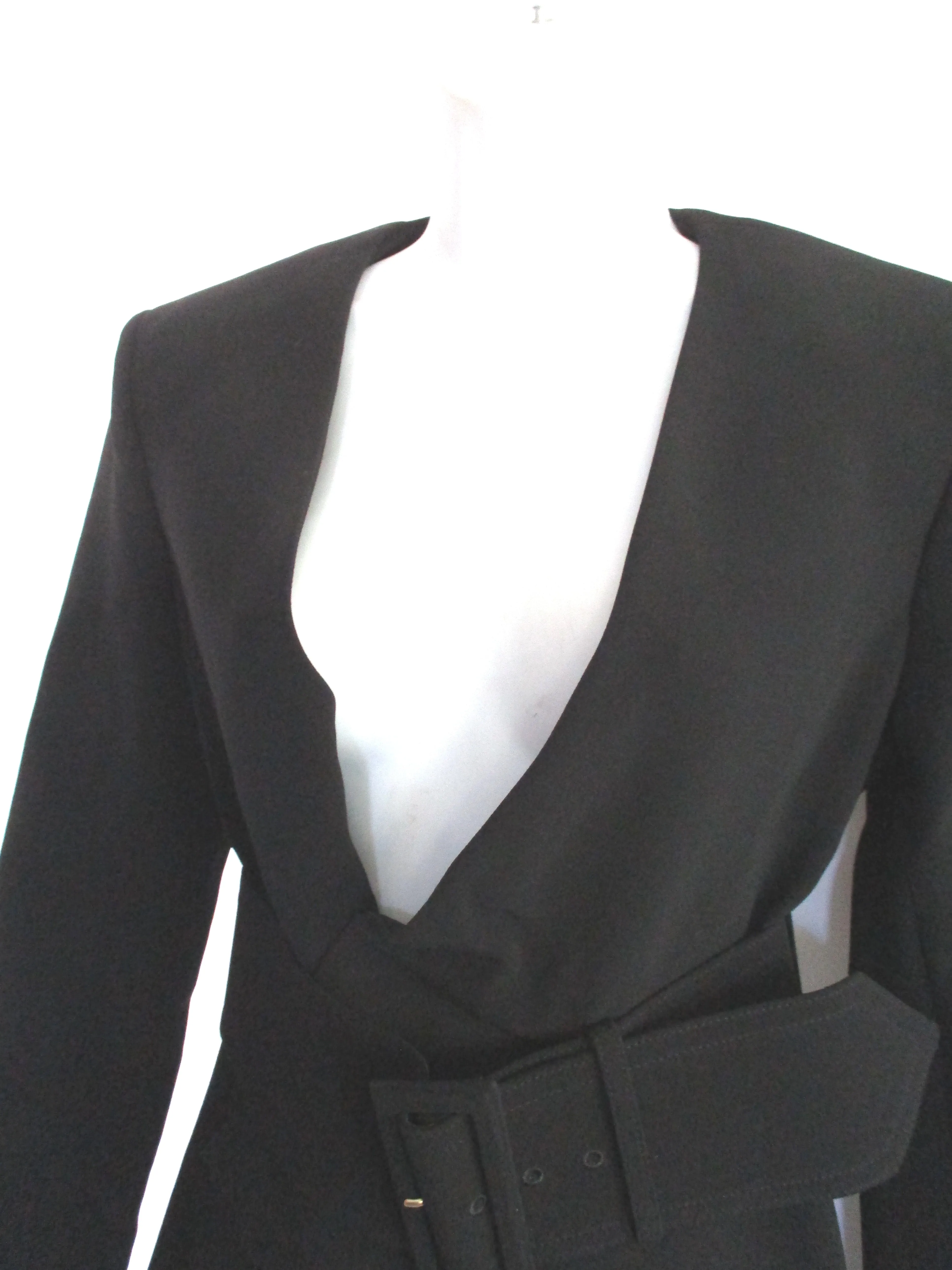 NEW NWT CELINE BELT BELTED FLARED coat jacket blazer 38 BLACK