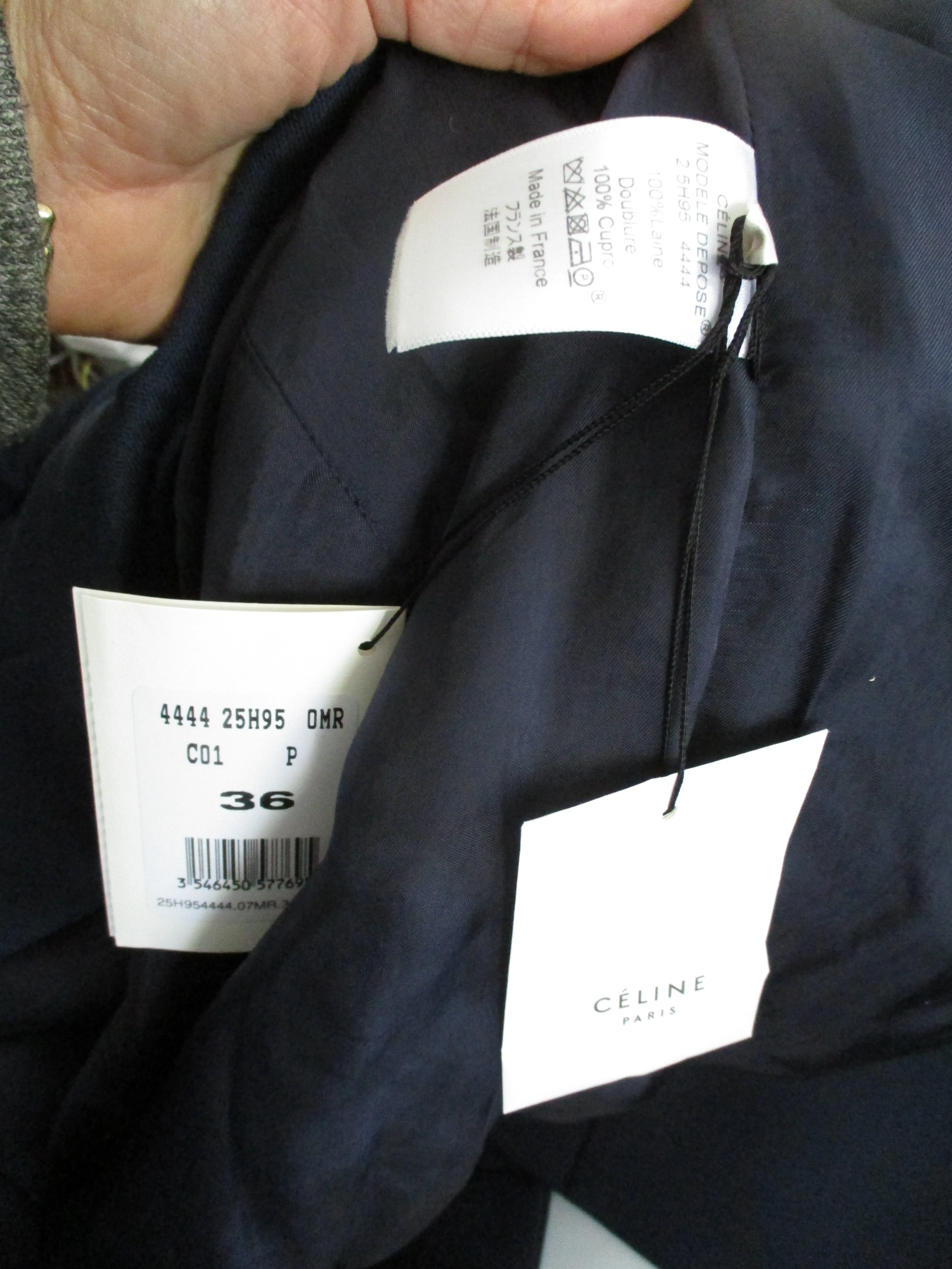 New NWT CELINE FRANCE Double Breasted Blazer Jacket Sport Coat 36 NAVY BLUE