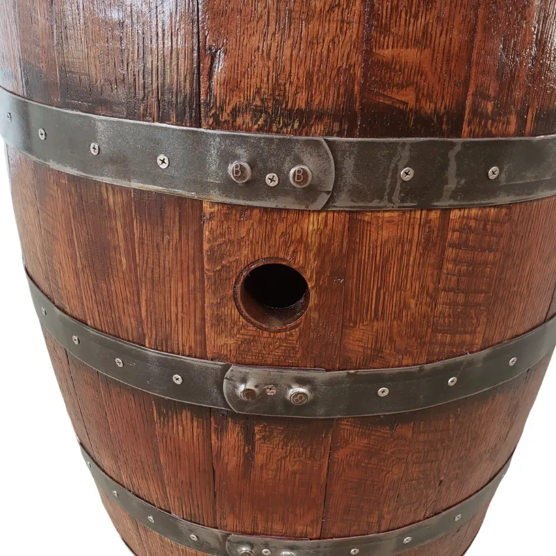 No Door Bourbon or Wine Barrel Cabinet - Solid Oak, Indoor/Outdoor, Customizable