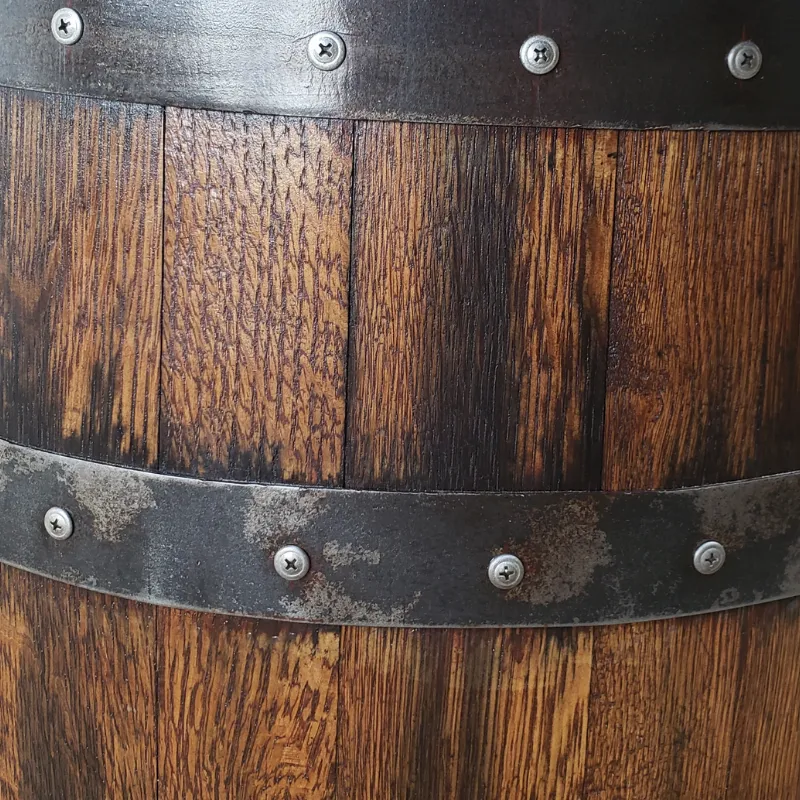 No Door Bourbon or Wine Barrel Cabinet - Solid Oak, Indoor/Outdoor, Customizable