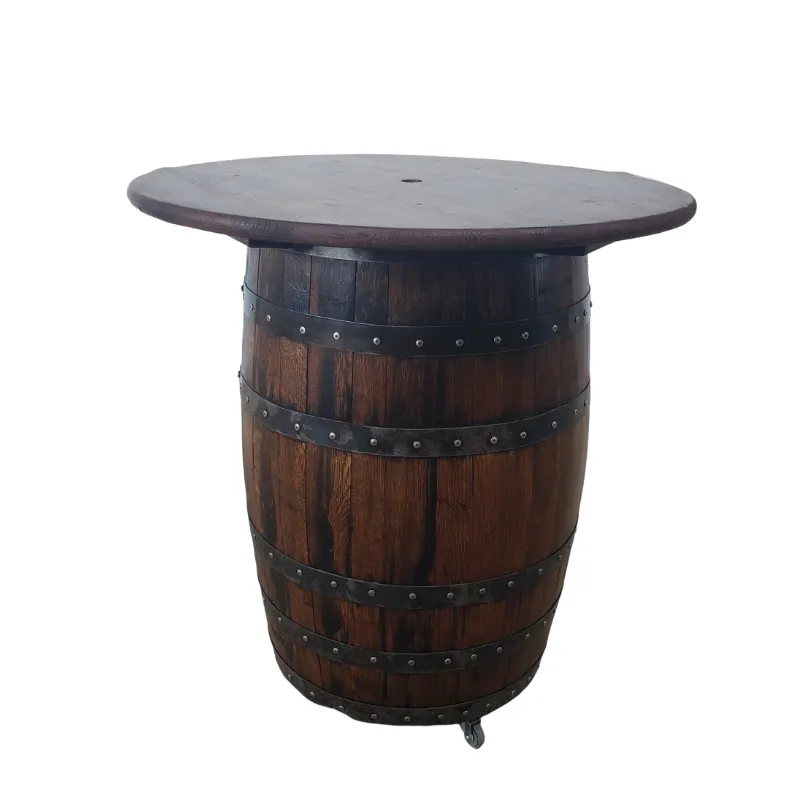 No Door Bourbon or Wine Barrel Cabinet - Solid Oak, Indoor/Outdoor, Customizable