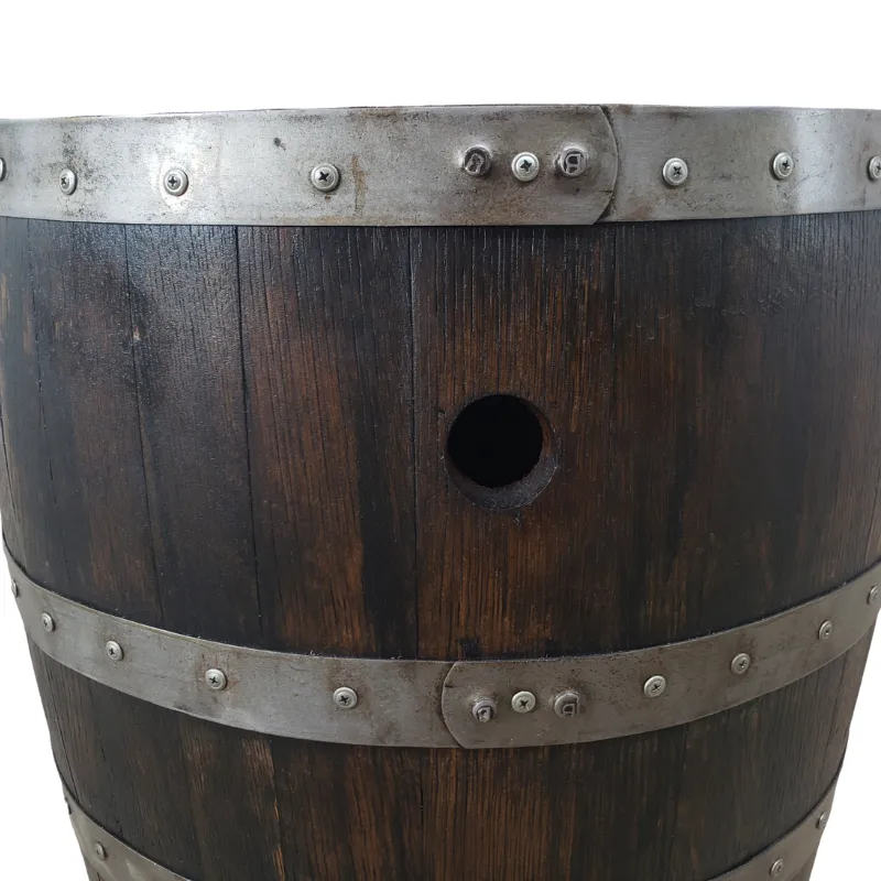 No Door Bourbon or Wine Barrel Cabinet - Solid Oak, Indoor/Outdoor, Customizable