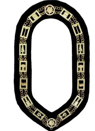 OES - Regalia Chain Collar - Gold/Silver on Black   Free Case