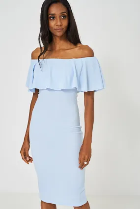 Pale Blue Bardot Bodycon Dress