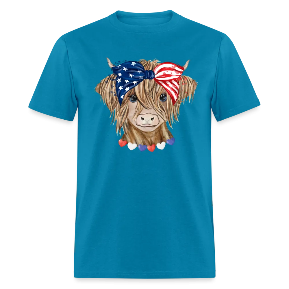 Patriotic Highland Cow T-Shirt