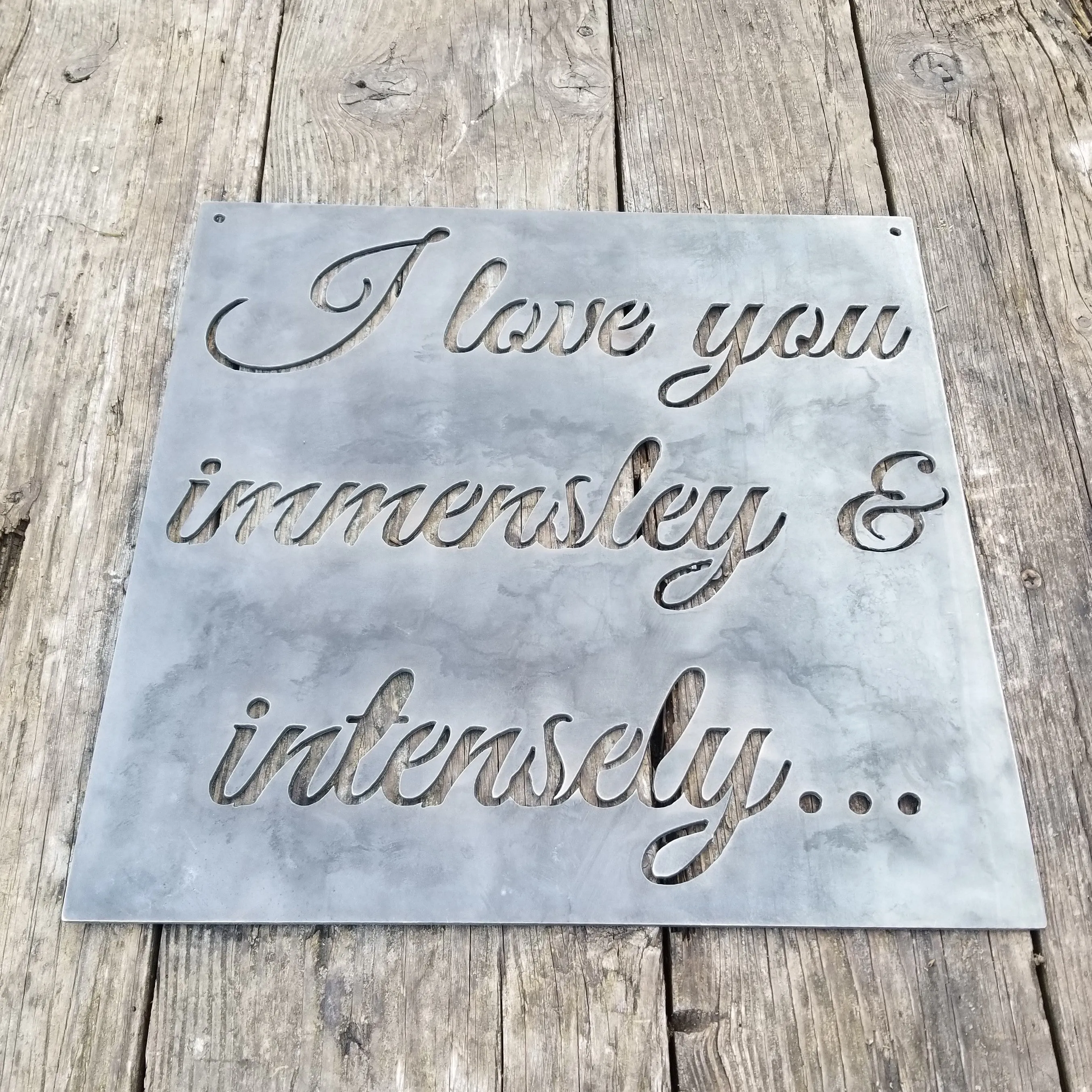 Personal Romantic Quote Metal Sign - Personalized Wedding Sign, Anniversary Metal Decor, Cursive Words, Christian Wall Art