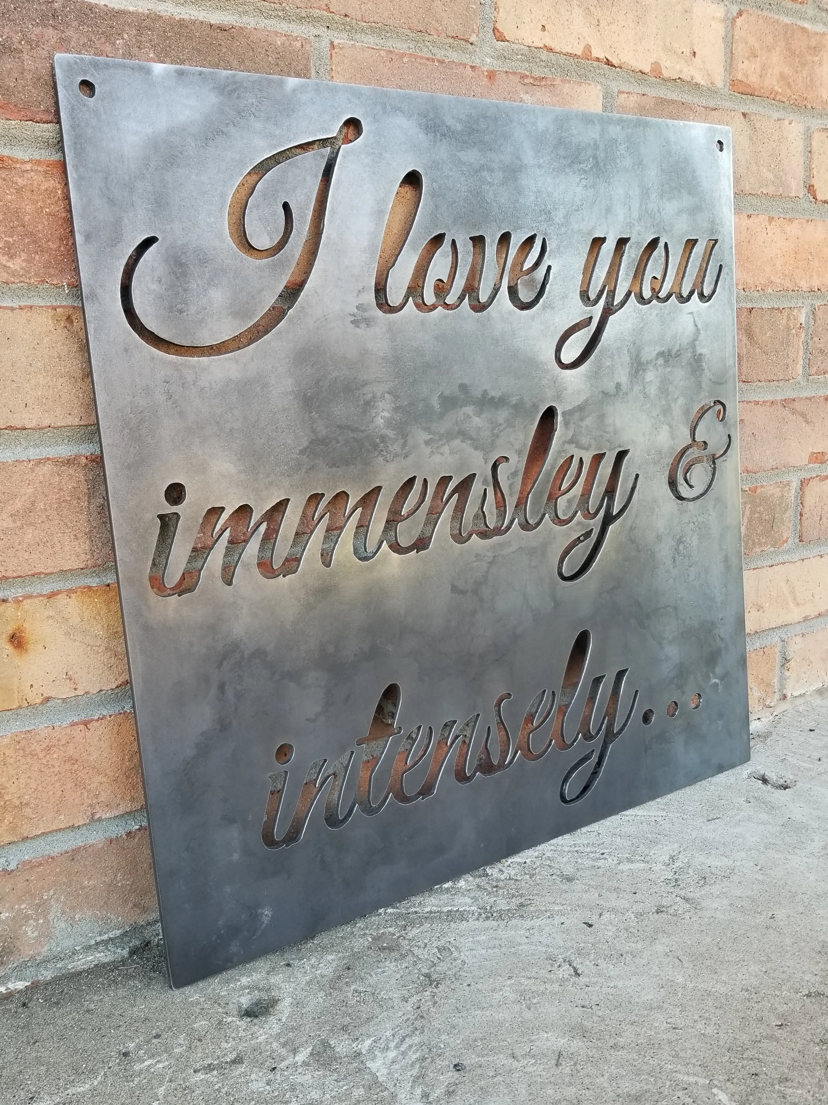 Personal Romantic Quote Metal Sign - Personalized Wedding Sign, Anniversary Metal Decor, Cursive Words, Christian Wall Art
