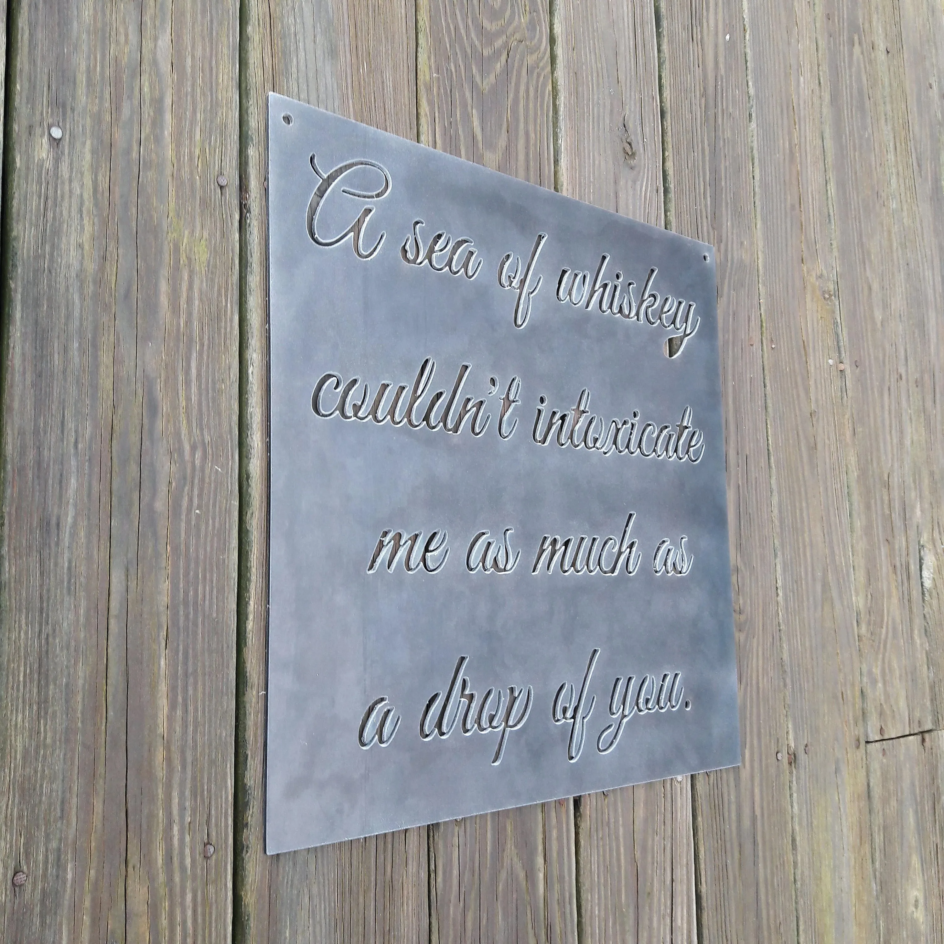 Personal Romantic Quote Metal Sign - Personalized Wedding Sign, Anniversary Metal Decor, Cursive Words, Christian Wall Art