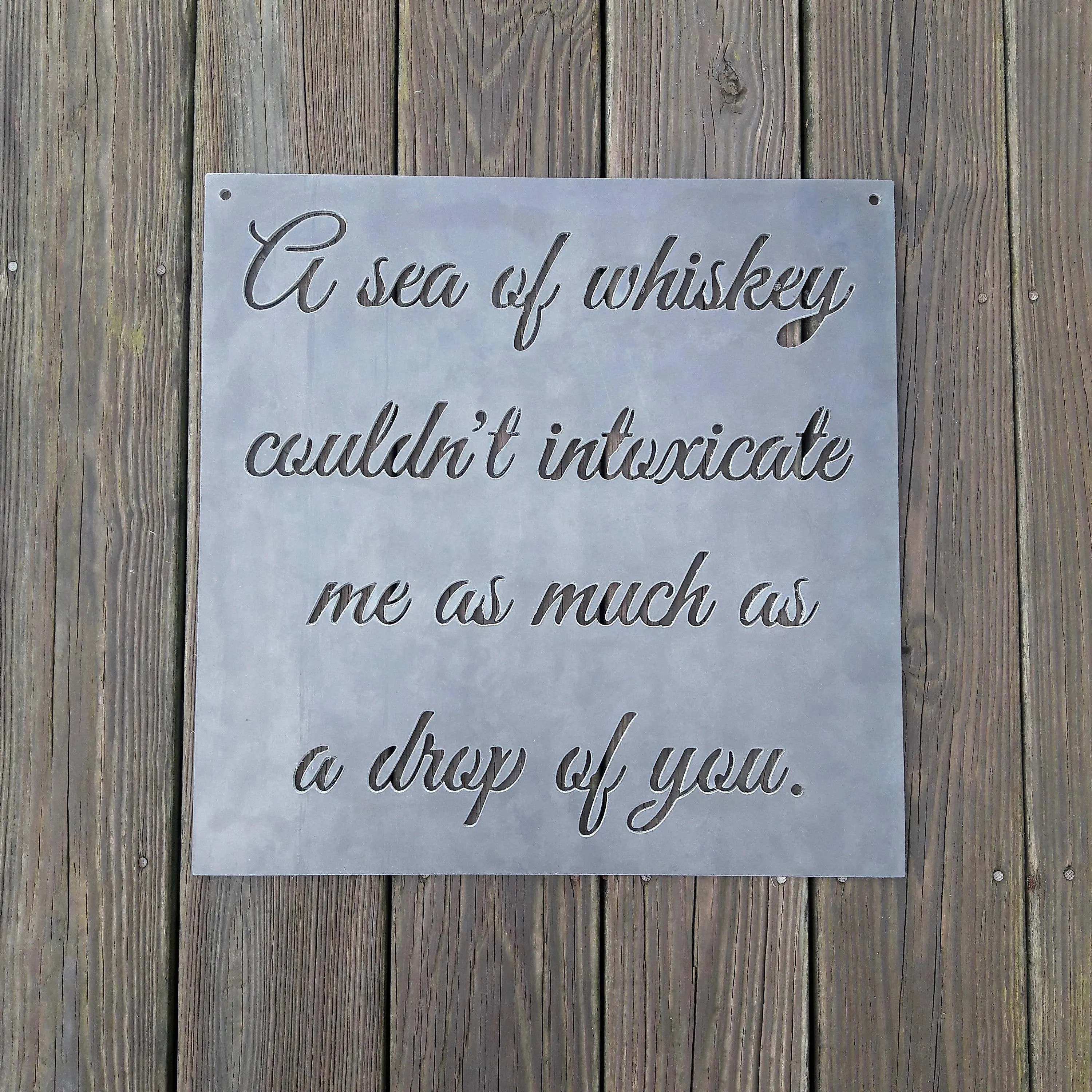 Personal Romantic Quote Metal Sign - Personalized Wedding Sign, Anniversary Metal Decor, Cursive Words, Christian Wall Art