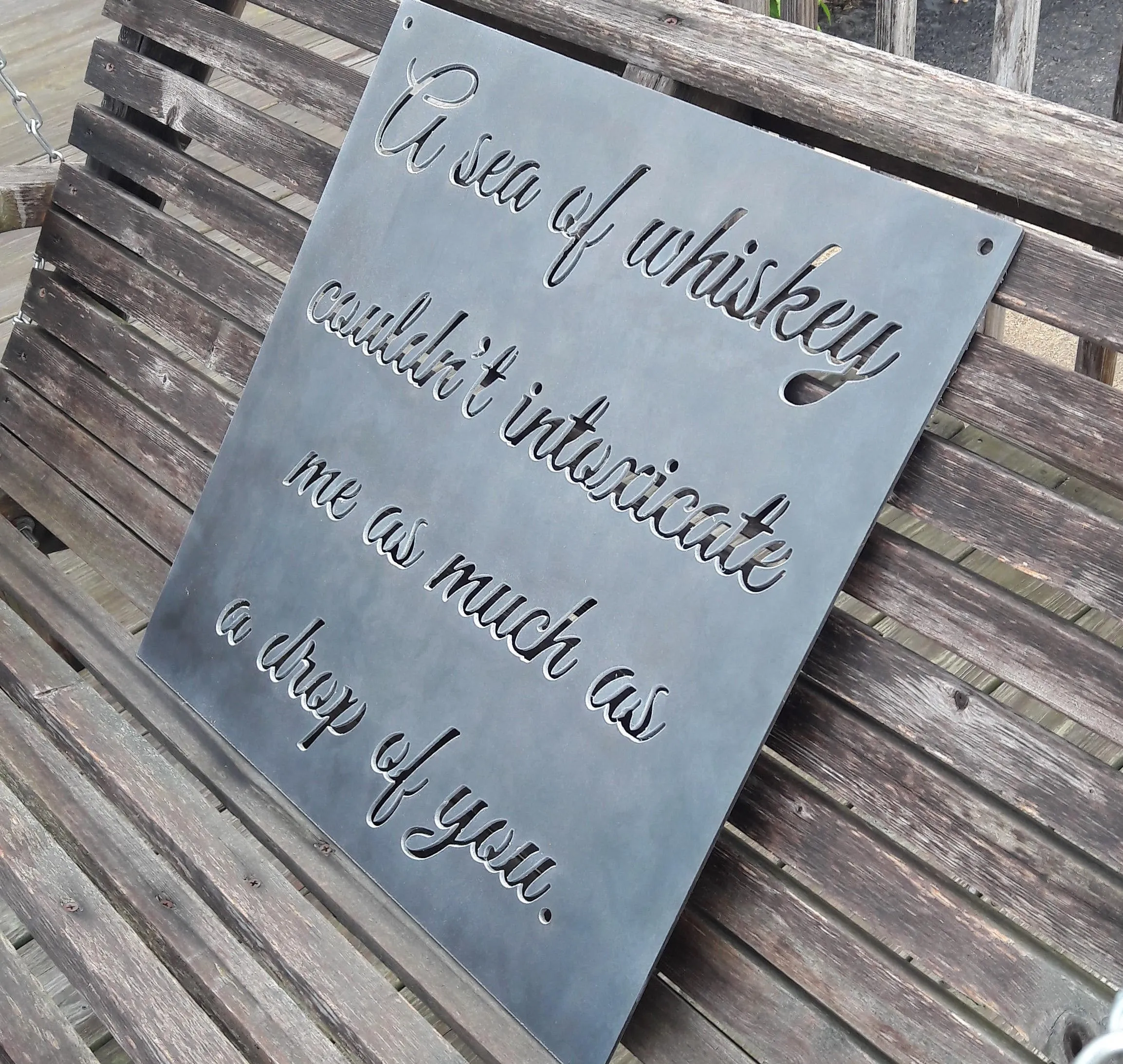 Personal Romantic Quote Metal Sign - Personalized Wedding Sign, Anniversary Metal Decor, Cursive Words, Christian Wall Art