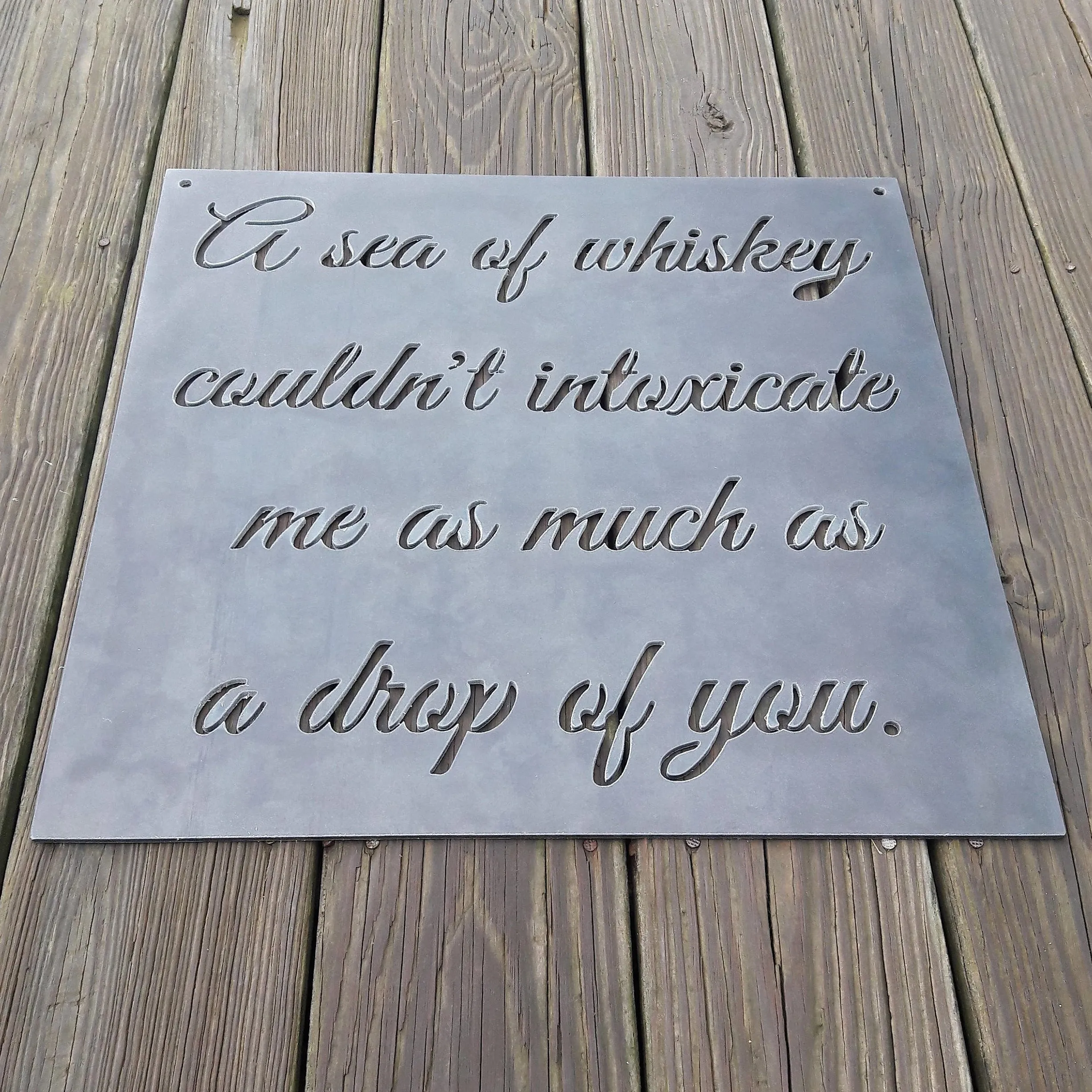 Personal Romantic Quote Metal Sign - Personalized Wedding Sign, Anniversary Metal Decor, Cursive Words, Christian Wall Art