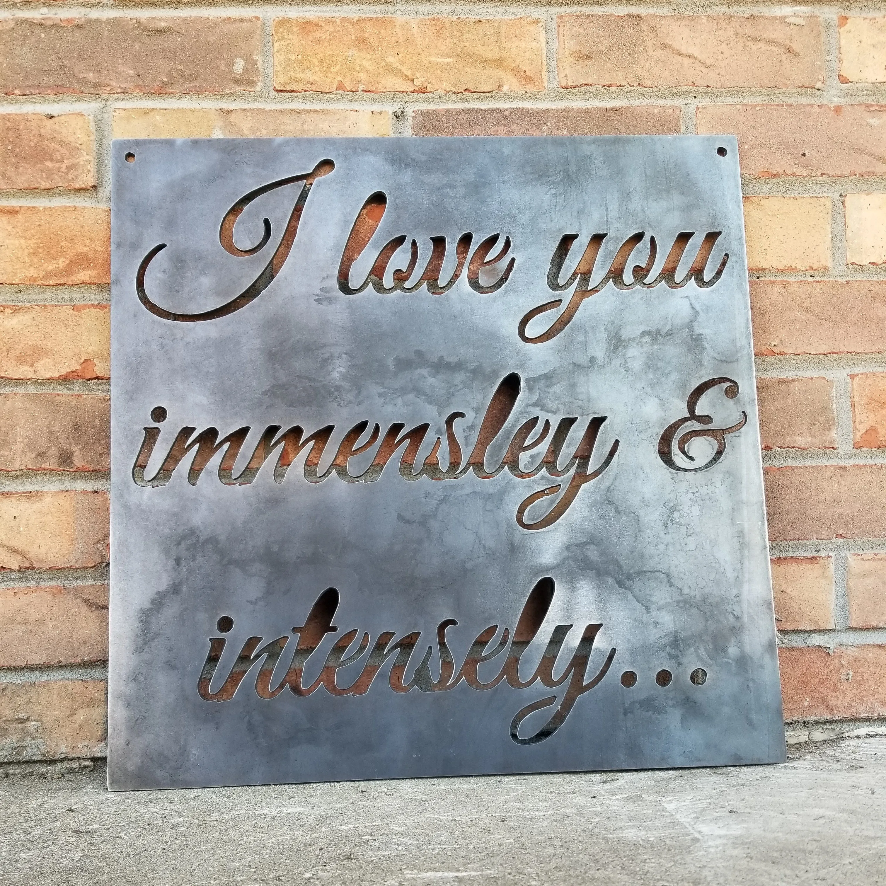 Personal Romantic Quote Metal Sign - Personalized Wedding Sign, Anniversary Metal Decor, Cursive Words, Christian Wall Art