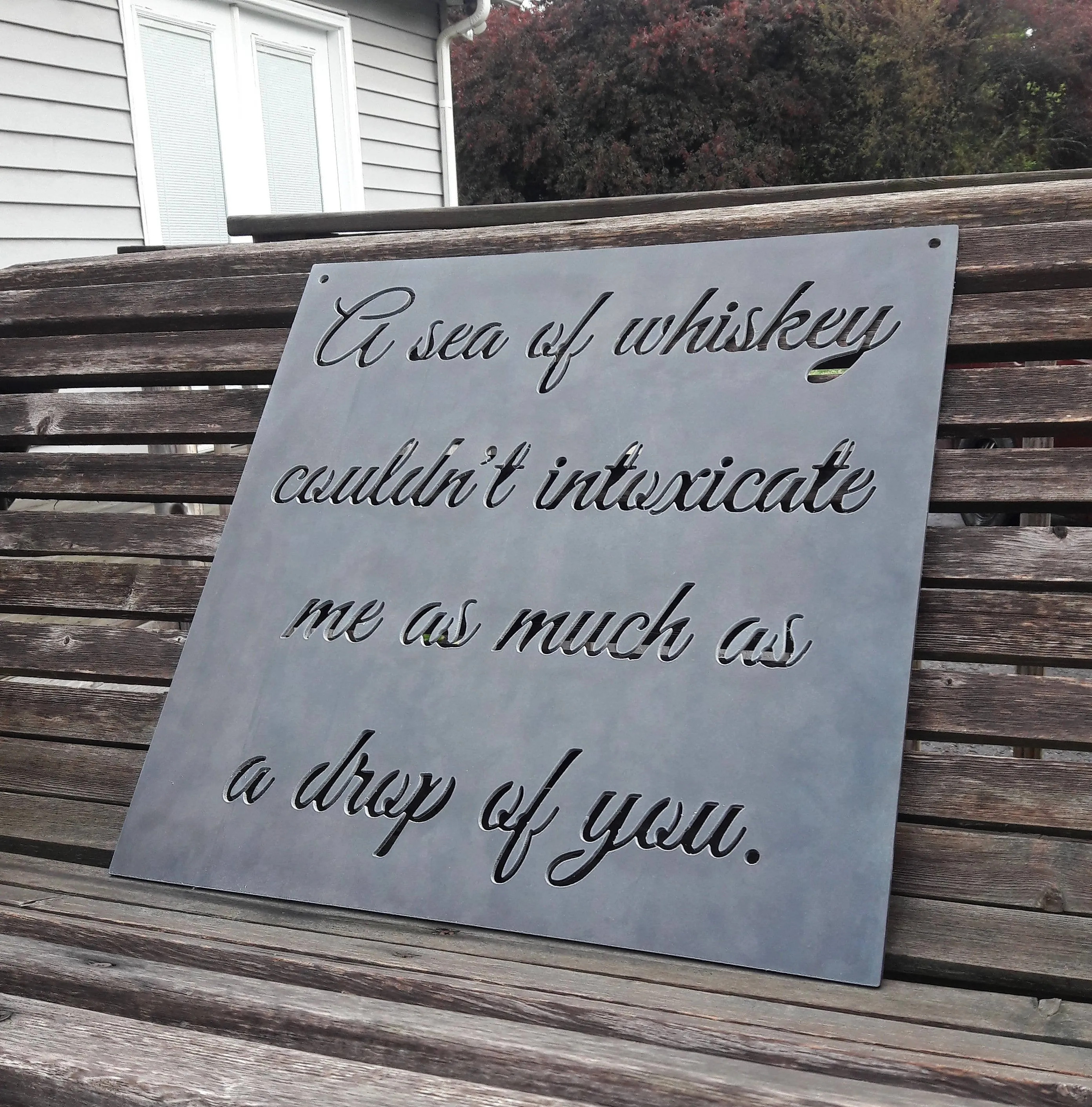 Personal Romantic Quote Metal Sign - Personalized Wedding Sign, Anniversary Metal Decor, Cursive Words, Christian Wall Art