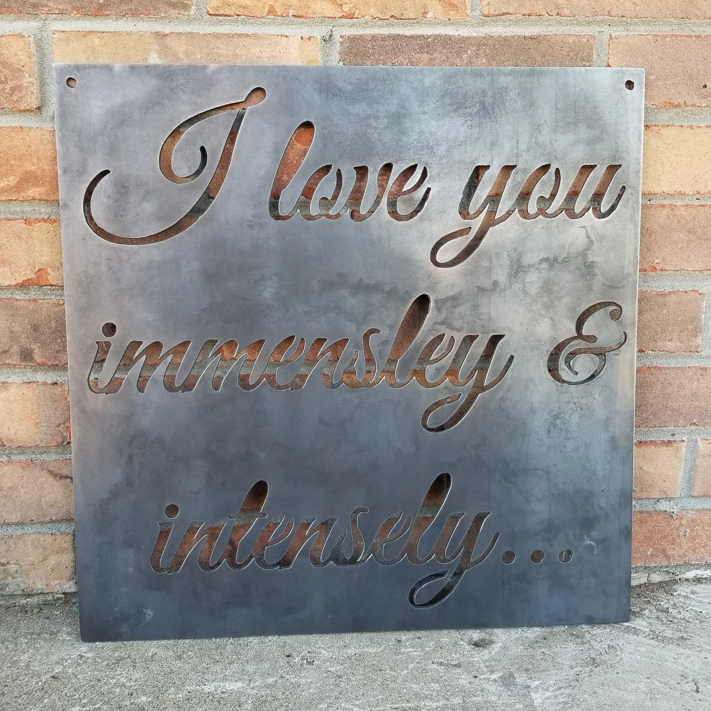 Personal Romantic Quote Metal Sign - Personalized Wedding Sign, Anniversary Metal Decor, Cursive Words, Christian Wall Art