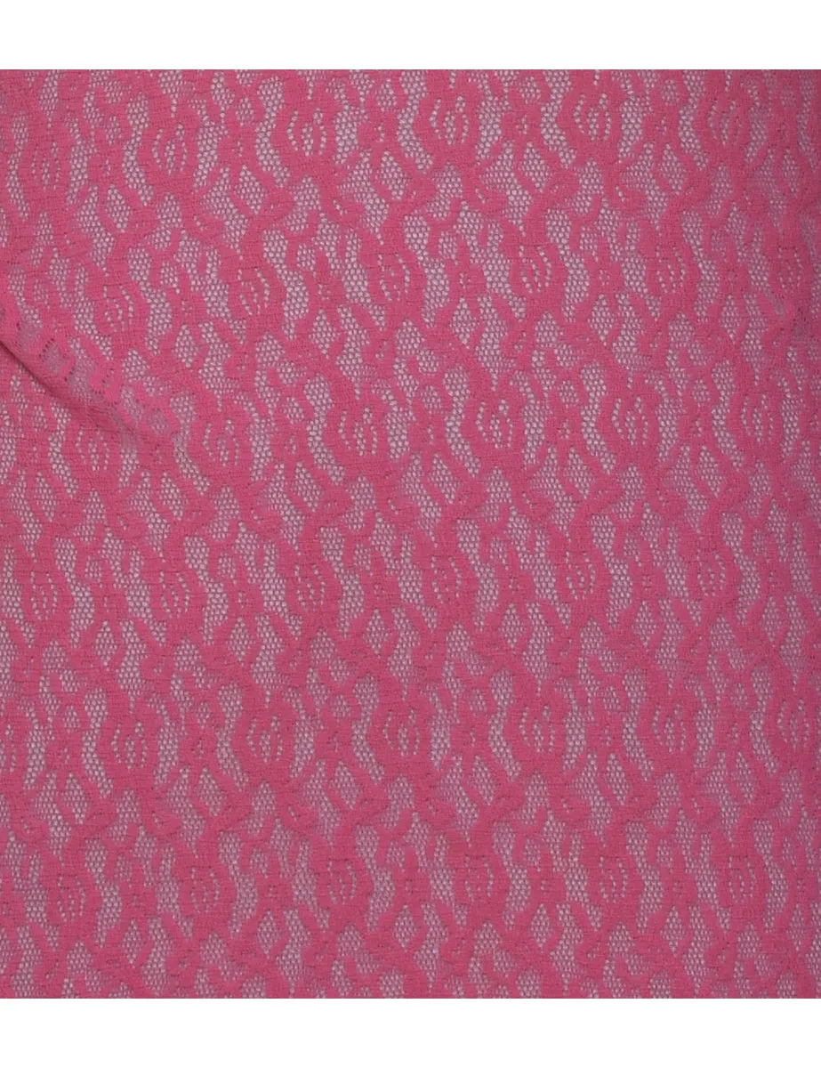 Pink Lace Y2K Slip Dress - XS