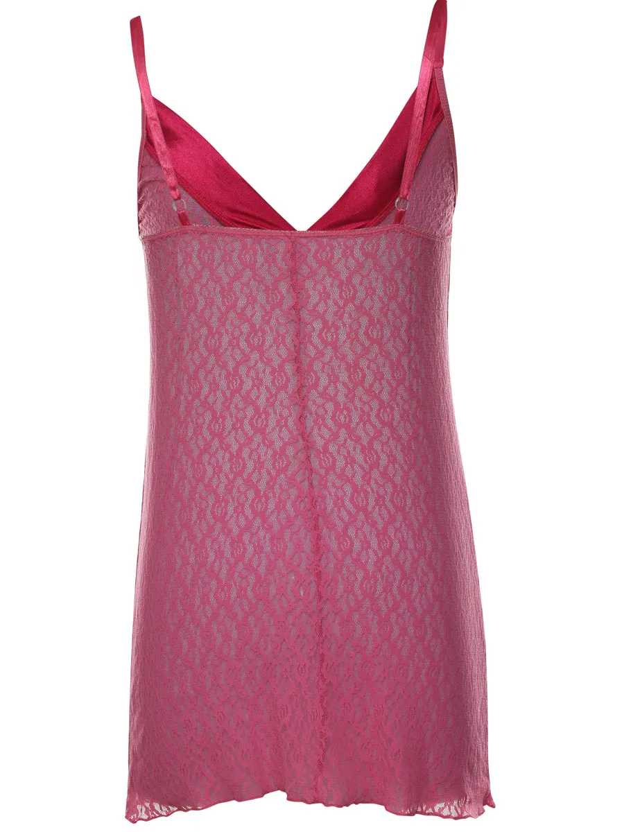 Pink Lace Y2K Slip Dress - XS