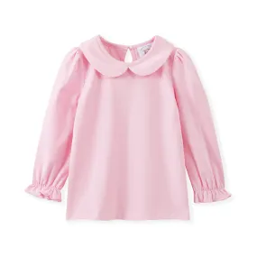 Pink proper collared top