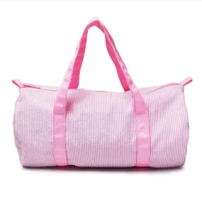 Pink Seersucker Duffle bag for monograming