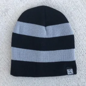 Pow Beanie in Black/Grey Striped