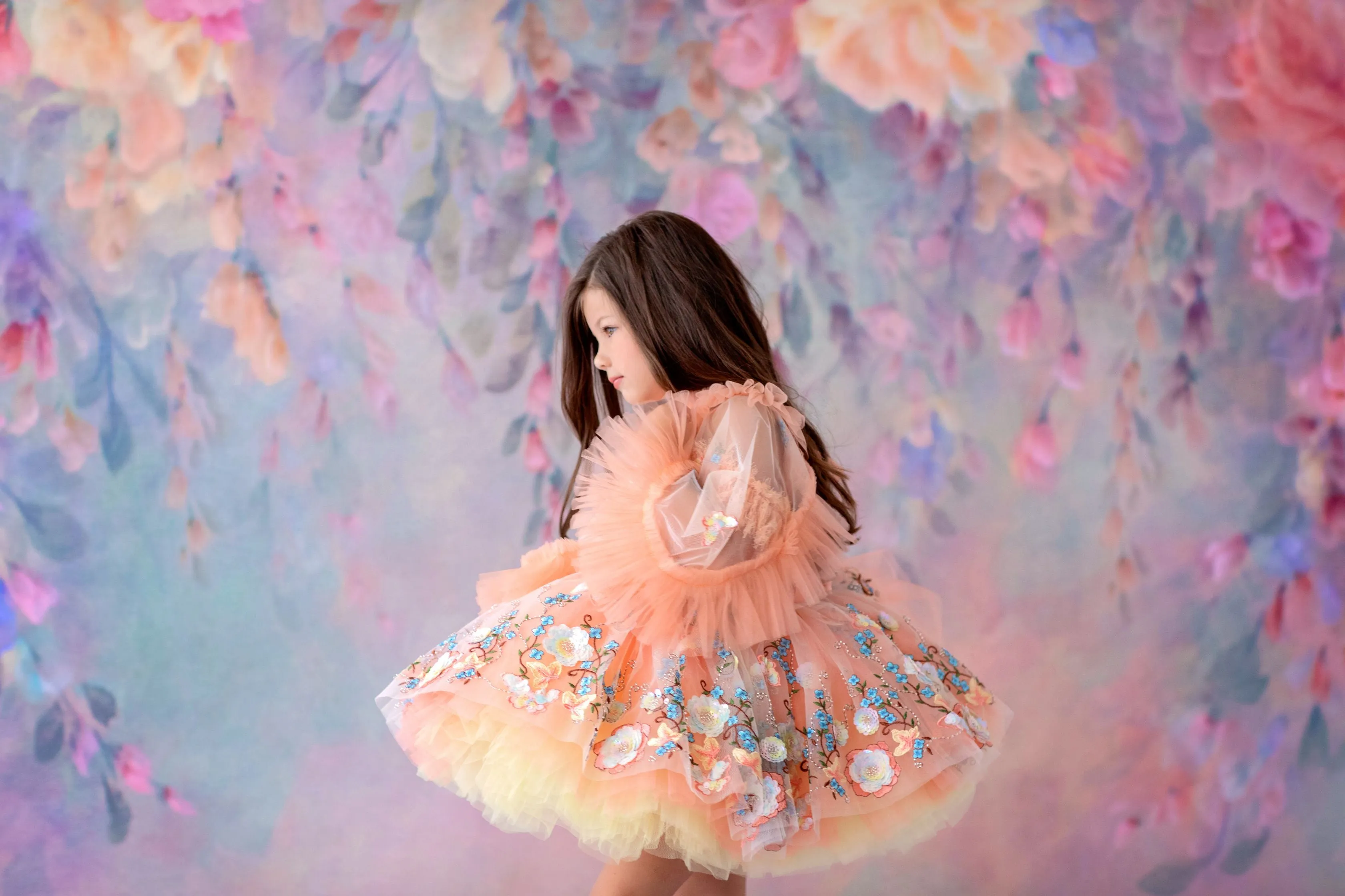 "Peaches" Petal Length Dress ( 3 Year - Petite 4 Year)