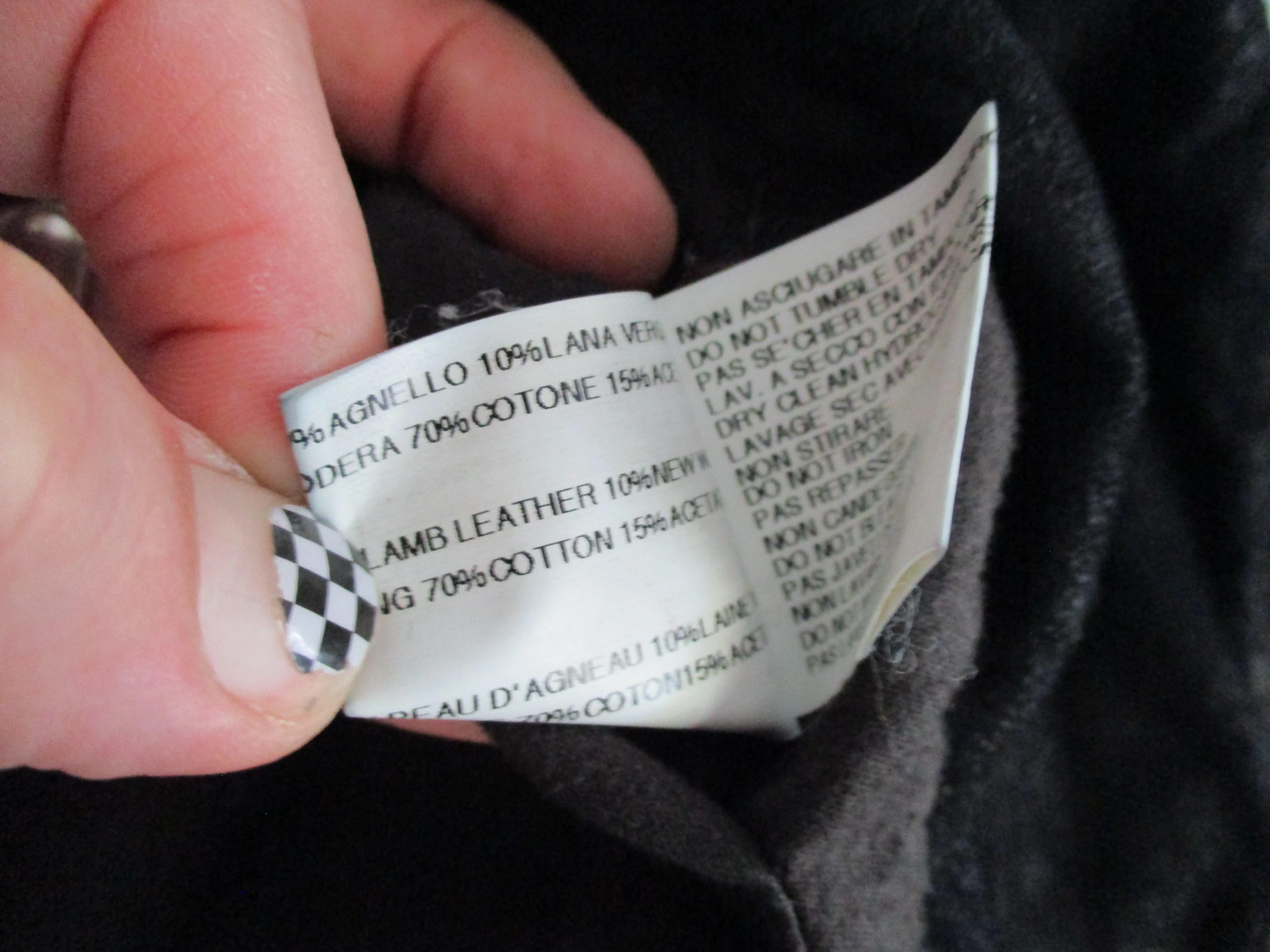 RICK OWENS OLMAR   MIRTA Lamb Leather moto jacket coat Vintage Fabric 10 BLACK