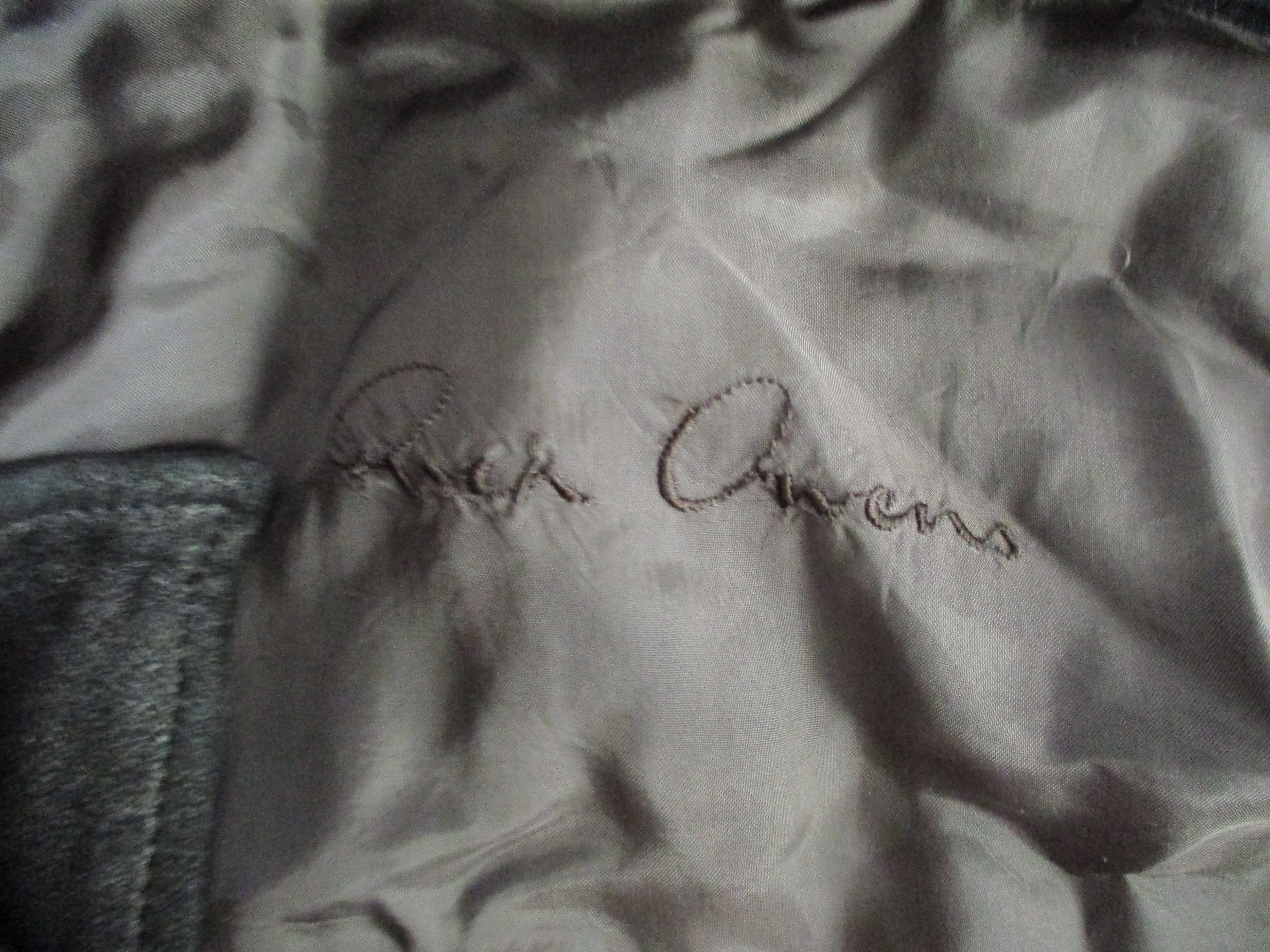 RICK OWENS OLMAR   MIRTA Lamb Leather moto jacket coat Vintage Fabric 10 BLACK