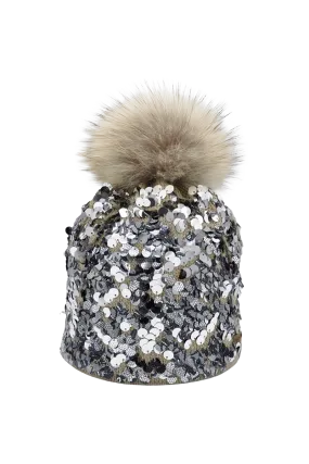 Riva Sequin Wool Beanie Hat
