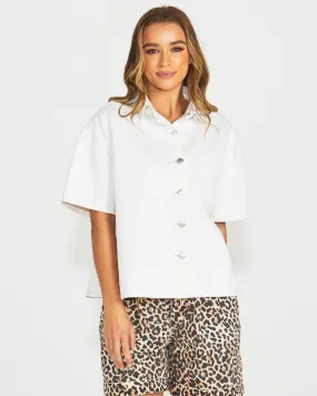 Sass Wyatt Short Sleeve Denim Shirt - White