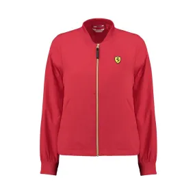 Scuderia Ferrari Bomber Long Sleeve Zip Up Jacket  - Women - Red