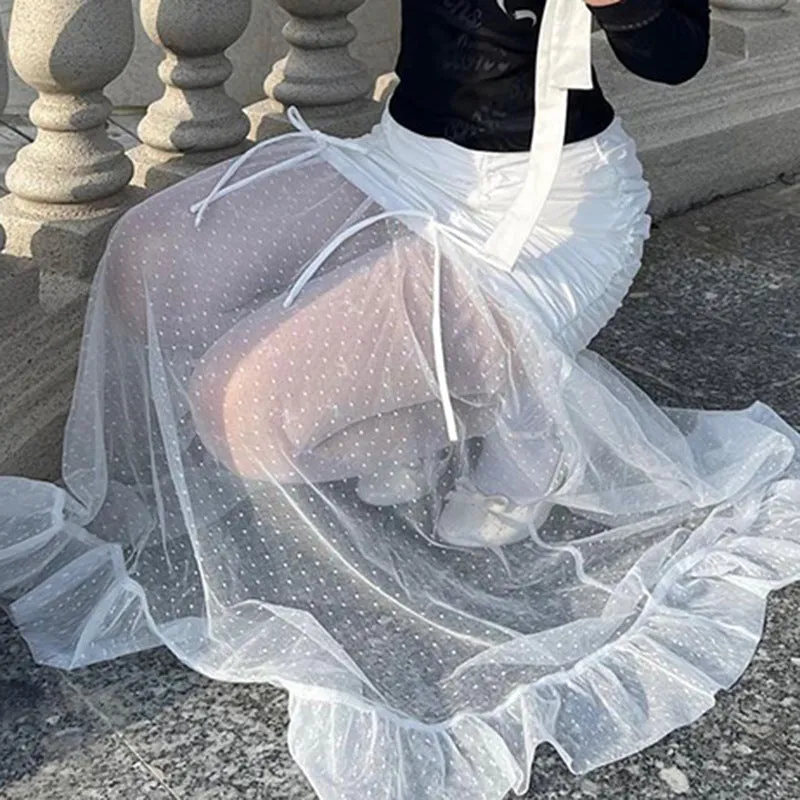 Sheer Elegance: Mesh Sexy Slimming Maxi Skirt