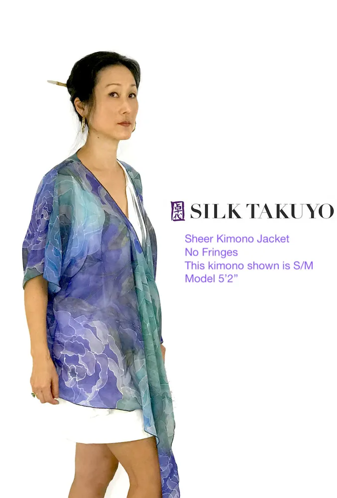 Sheer Kimono Jacket, Night Sakura, Vintage Brown