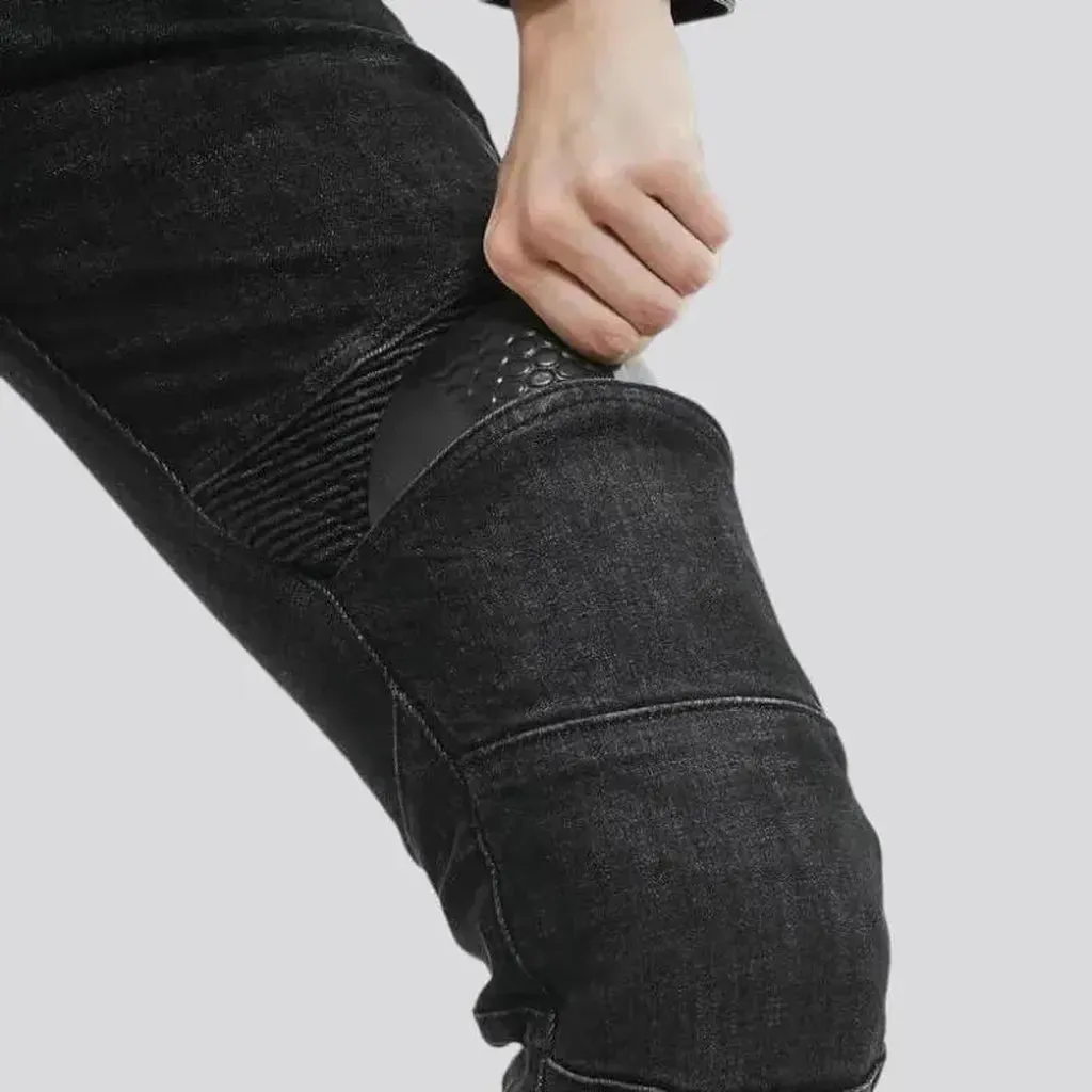 Slim sanded motorcycle jeans