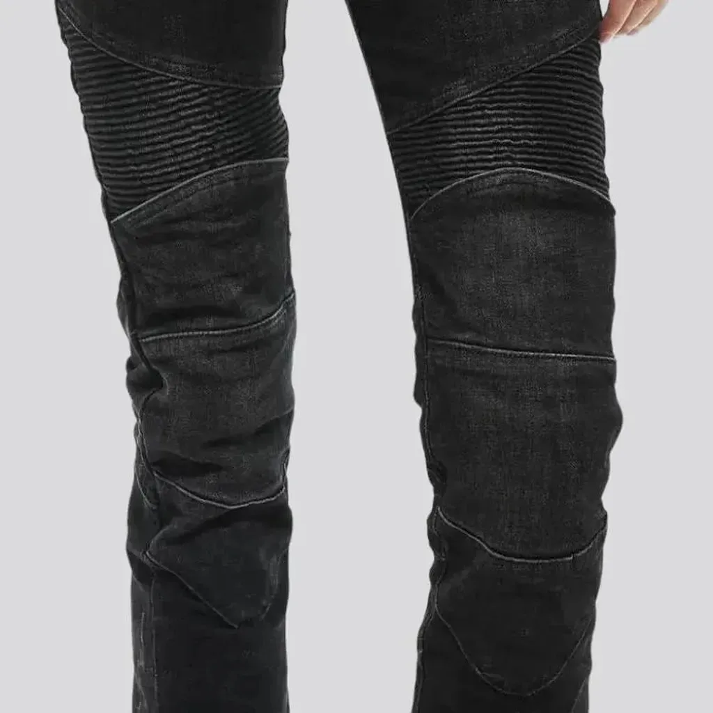 Slim sanded motorcycle jeans