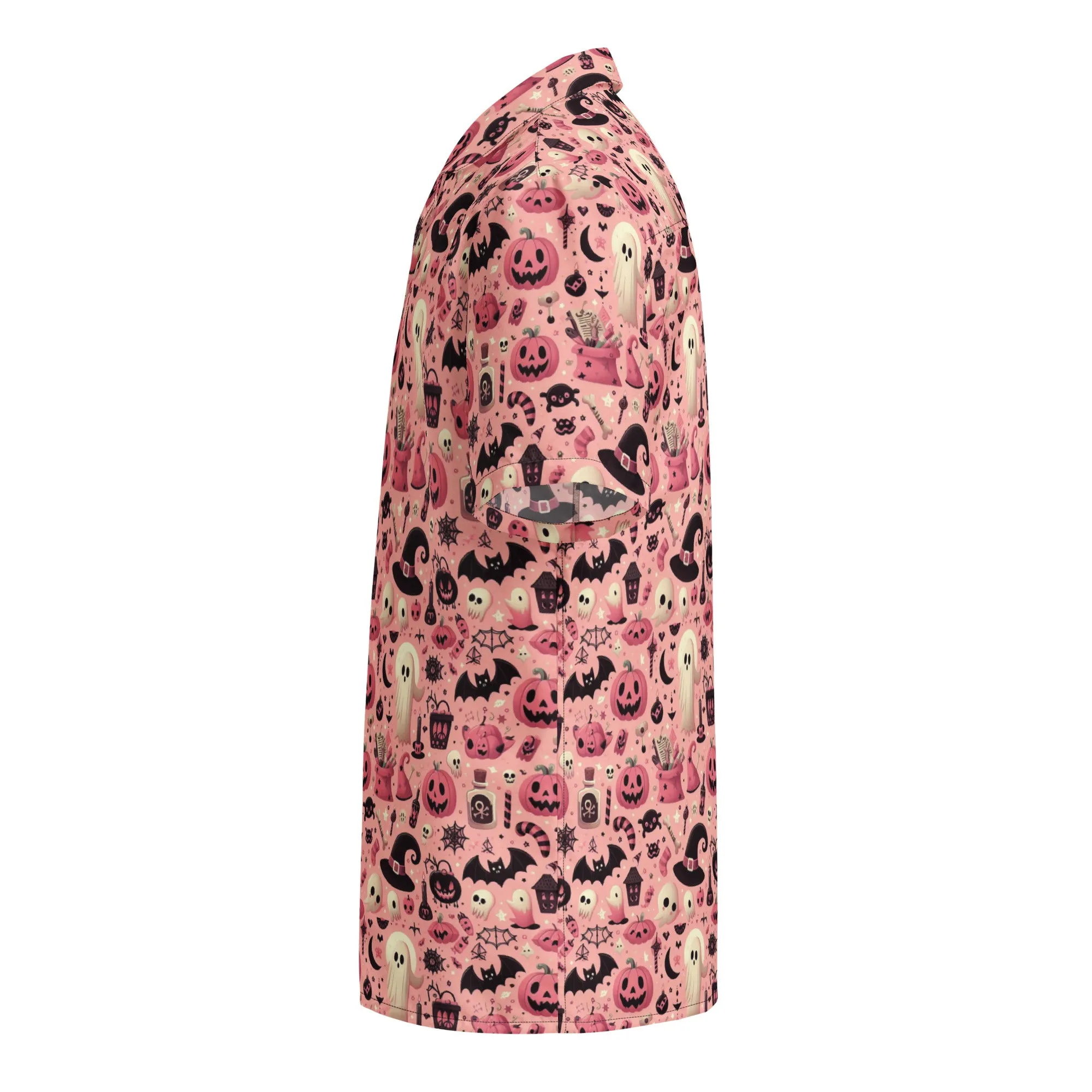Spooky Cute Halloween Pink Button Shirt