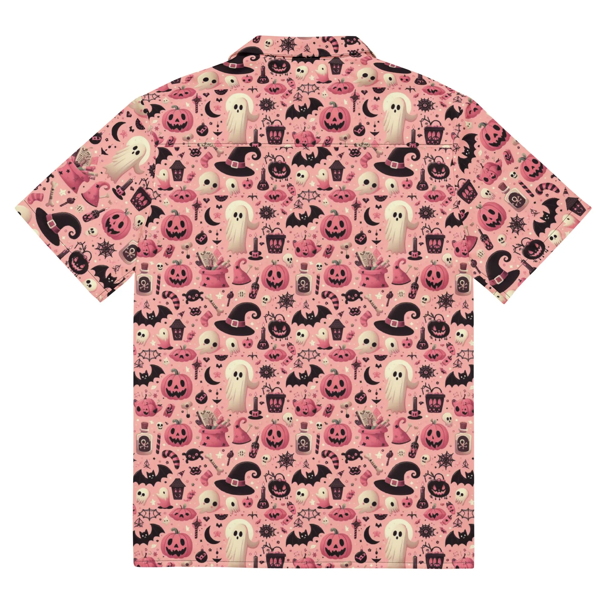 Spooky Cute Halloween Pink Button Shirt