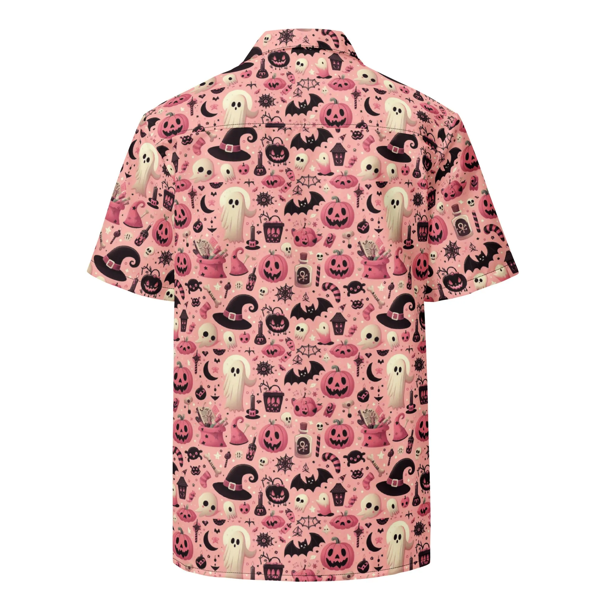 Spooky Cute Halloween Pink Button Shirt