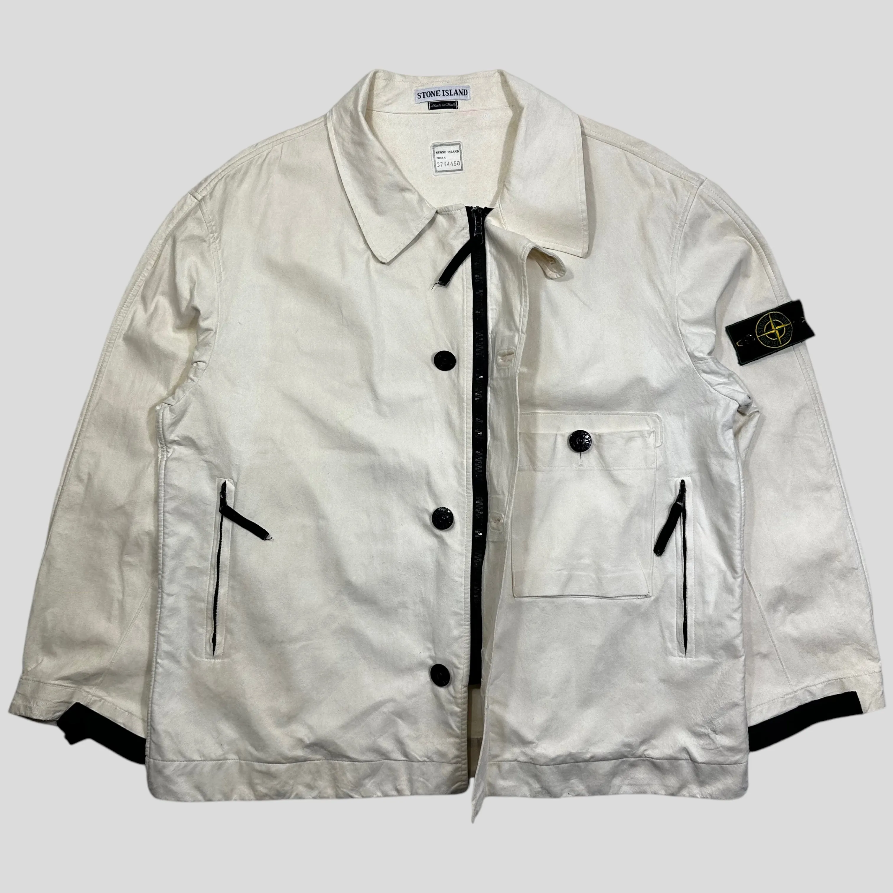 Stone Island 1997 VDM Resin Coated Suede Green Edge Jacket - XXL